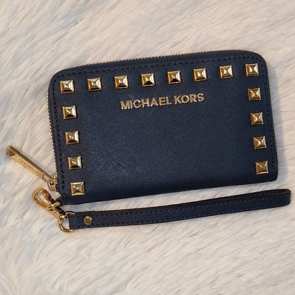 Michael Kors Selma Navy Blue Studded Wallet